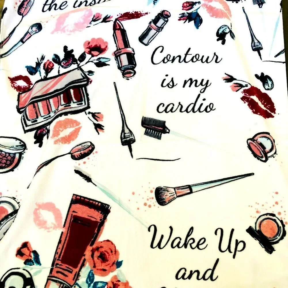 Makeup Cosmetics Beauty Print Inspirational Quotes Bath Towels Set